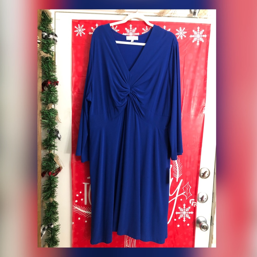 Royal blue knot front dress plus size